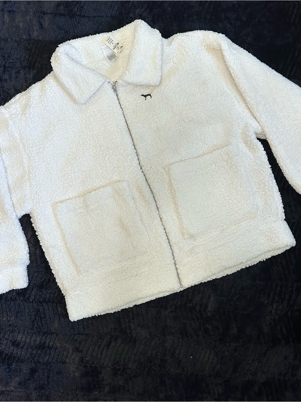 PINK Victoria's Secret Ivory Sherpa Puffer Jacket